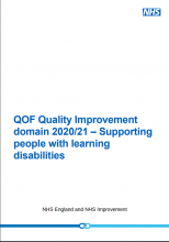 QOF Quality Improvement domain 2020/21: Supporting people with learning disabilities